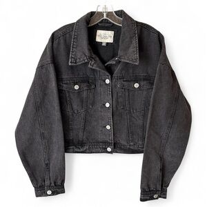 Women’s 2X Denim Jacket Black Wash Cropped Pockets Western Rodeo Cowgirl Party